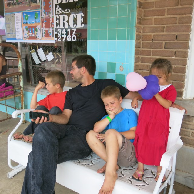Collapsing on a street bench