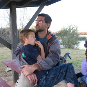 We stopped to rest at the lake.